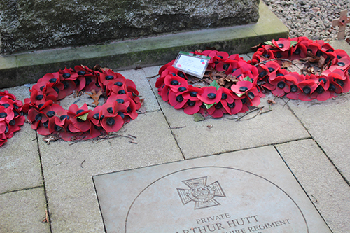 Poppies in wreaths laid at the Memorial Park