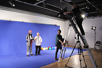 Filming on a blue screen