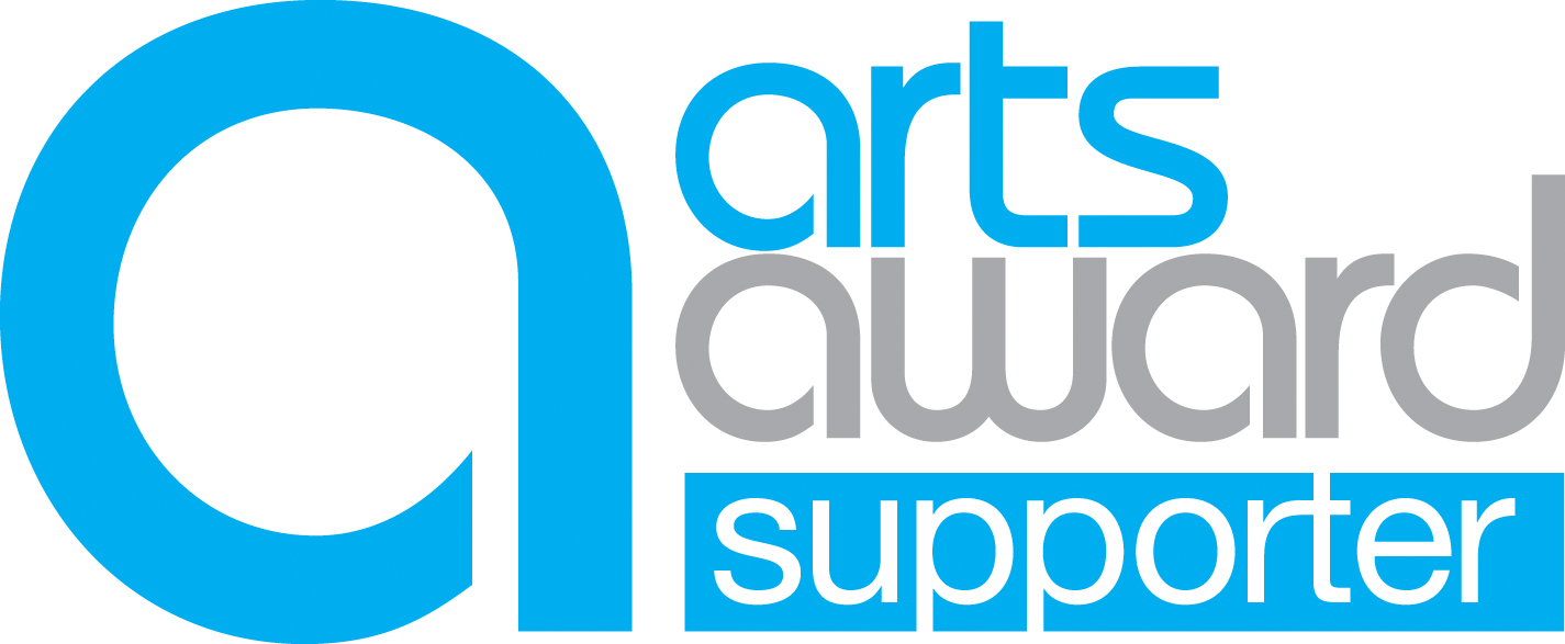 Arts Award Supporter logo with text in blue and grey