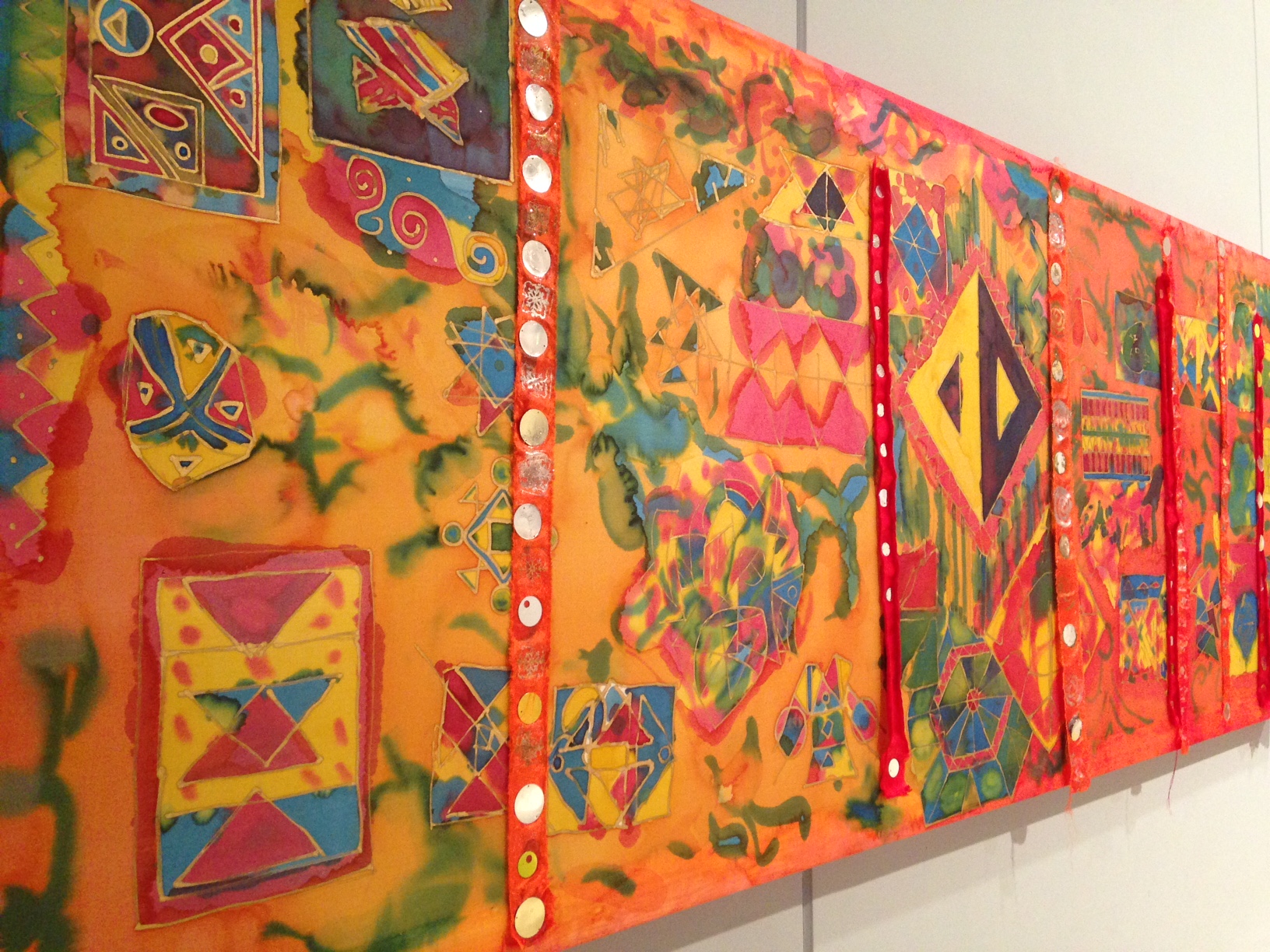 Finished colourful textile artwork