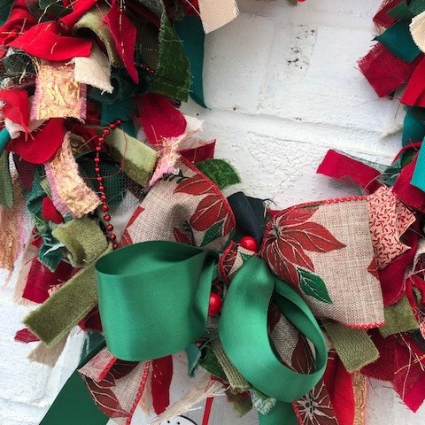 A photo of a hand-made rag wreath