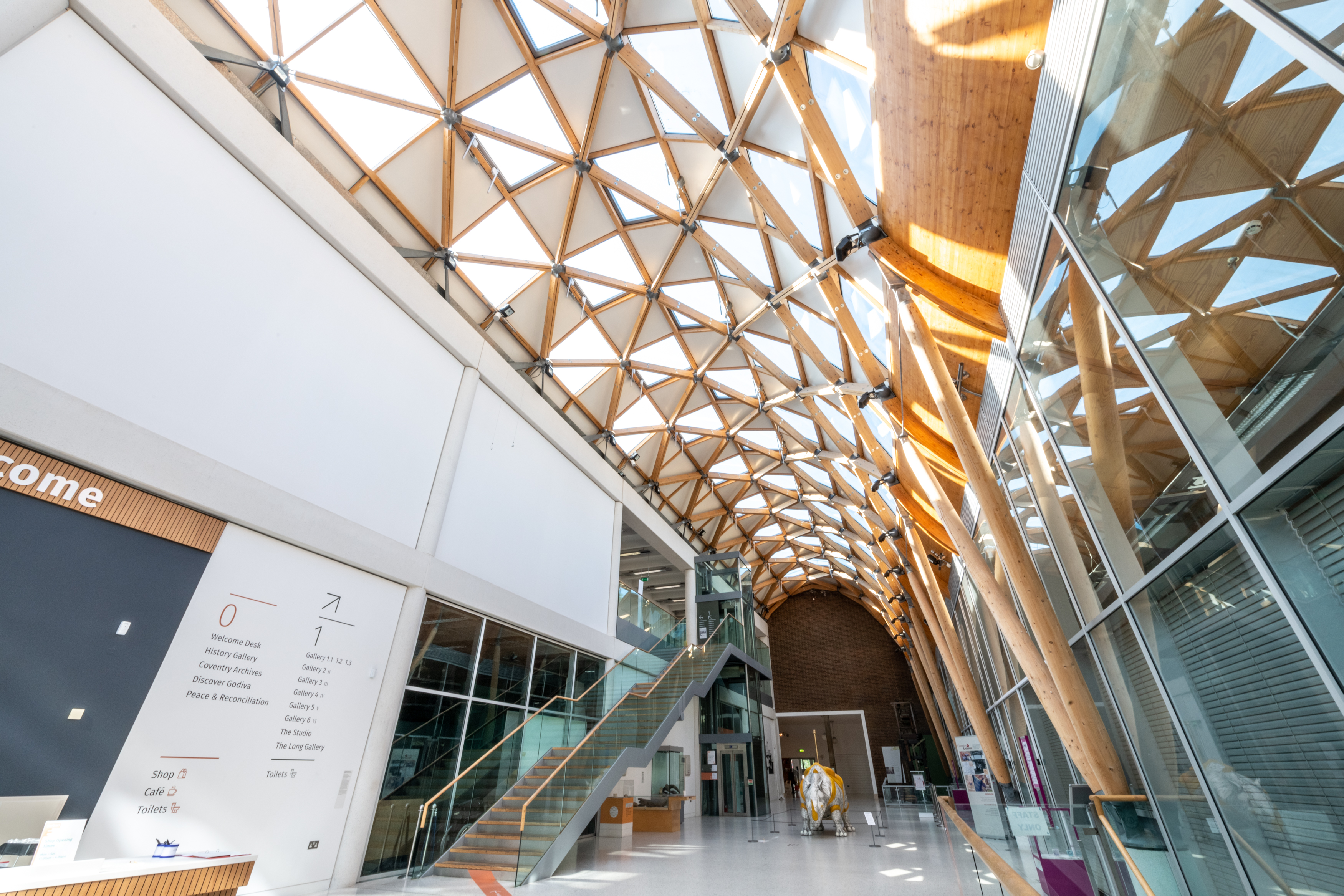 A view of the inside of the Herbert Art Gallery & Museum's covered court