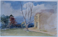 Rosehill, Cara and Charles Bray’s house on the Radford Road; the building no longer exists. Watercolour by Cara Bray, 1842.